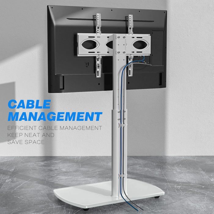 Support TV Universel Sur Table - 27 à 65 Pouces - Verre Trempé - Pivotant 360° - 4