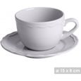 6 Tasses à Café Cappuccino Mug à Thé en Céramique Ondulé Gris 20 cl  Avec sa Soucoupe-0