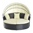 Lit canapé de jardin modulable - OUTSUNNY - Grand confort pare-soleil pliable - Métal résine tressée-0