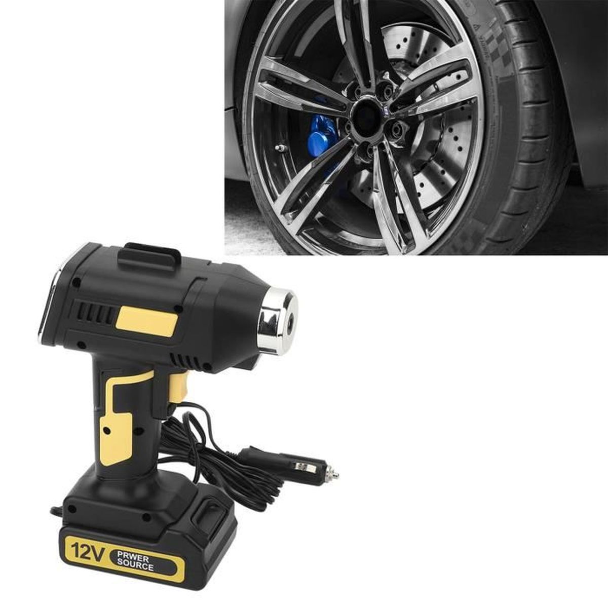 Gonfleur Pneus Sans Fil DeWalt 18V (sans Batterie) - 120 PSI Max - Manomètre Numérique - Portable Avec Lumière LED - Pour Voiture, Vélo, Ballons - 10
