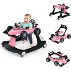 4 en 1 Trotteur Bébé Pliable COSTWAY-Hauteur et Vitesse Réglables-Boîte à Musique avec Lumière-6-18 Mois-Roues Silencieuses-Rose