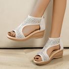 ALLOWITH Nouvelles chaussures d'été à talons inclinés pour femmes, sandales décontractées et confortables à porter à l'extérieur Beige