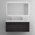 Sogood Meuble de Salle de Bain Gris Foncé Ensemble de 2 Pièces Meuble avec Lavabo 144cm Design Botanica avec 2 Tiroirs
