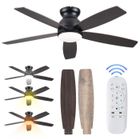 Ventilateur de plafond noir Willonin® avec télécommande, 6 vitesses et LED lumière réglable - 130x29 cm