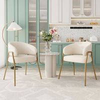 2 Chaise de salle à manger avec pieds dorés-Design moderne -49x48x78cm-Blanc