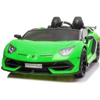 Ride électrique sur voiture Lamborghini Aventador 12V pour deux utilisateurs, vert, portes à ouverture verticale, moteur 2 x 12V