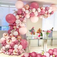 Guirlande de Ballon Rose 118 Pièces Décorations pour Fête avec Ballon Confettis Anniversaire Mariage Fond Fête Décoration