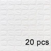 Lot de 20 Papier Peint Autocollant 3D Brique blanc sistant à l'eau  En PVC 77 cm x 70 cm Mural