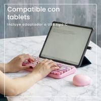 Perixx PERIDUO-713 Ensemble souris et mini clavier sans fil 2,4 GHz,rose pastel,espagnol QWERTY