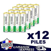 LOT 12 PILES ACCUS AA LR06 RECHARGEABLE 1.2V 3000mAh NI-MH NIMH LR6 R06 R6