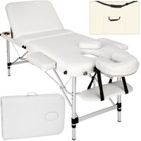 TECTAKE Table de massage portable pliante à 3 zones  Sac de transport compris - Blanc