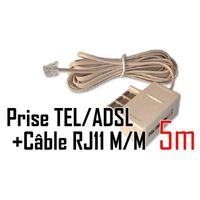 VSHOP® Filtre ADSL prise Gigogne + Câble RJ11 de 5 mètres