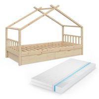 Lit Cabane Enfant VitaliSpa Noemi 90x200 Cm - Blanc, Bois Massif Pin