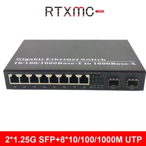 SWITCH - HUB ETHERNET  Switch réseau,Convertisseur de média Gigabit 2SFP,8 ports RJ45 2G8E,10-100-1000M,Ethernet,émetteur-récepteur[C533256802]