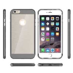 COQUE - BUMPER Combinaison de coque transparente détachable effet brossé pour iPhone 6 Plus et iPhone 6S plus, fabrication solide et épaisse (Noir)