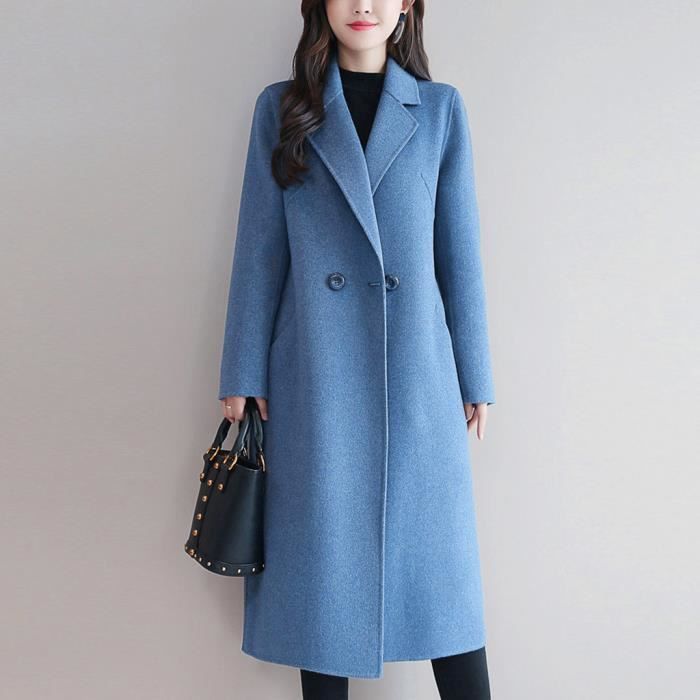 manteau laine bleu ciel femme