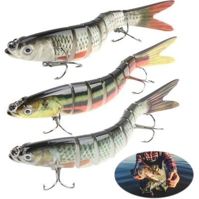 Leurre De Pêche Multi-articulé électrique USB – Plastique Solide, Couleur Réaliste, Double Hameçon – Eau Douce Et Salée