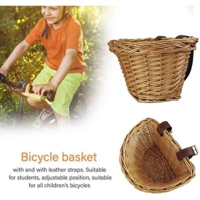Panier Vélo Enfant Métal – 25x16.5x16 Cm, Sangles PU Réglables, Imperméable, Pour Guidon, Garçon/fille