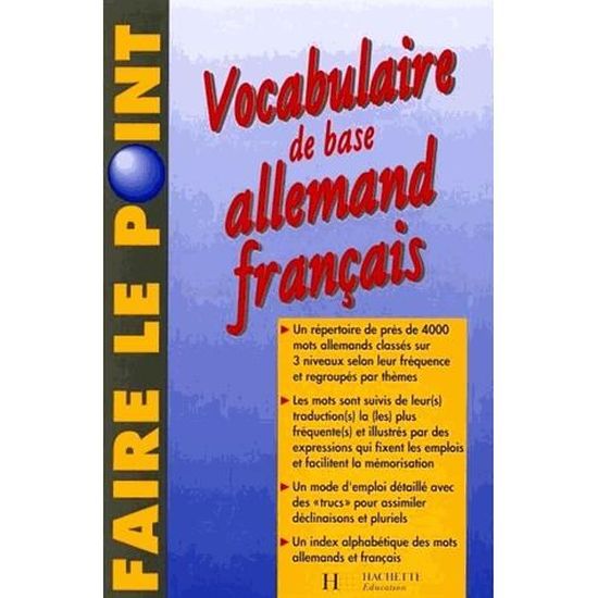 Vocabulaire de base Allemand Français Cdiscount Librairie