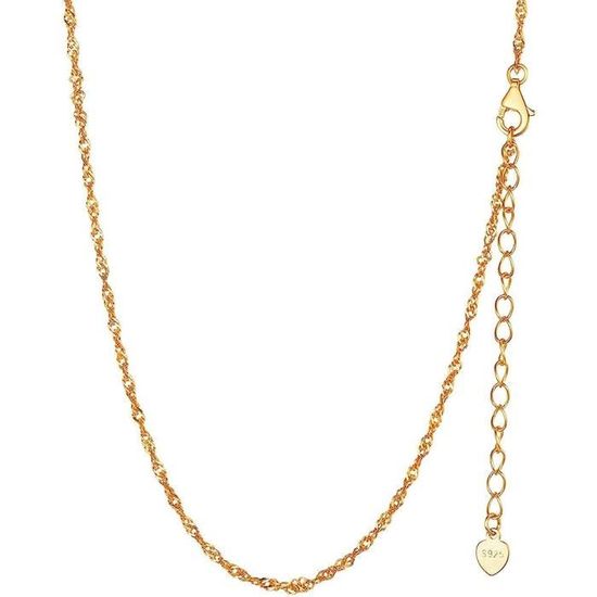 Collier Argent 925 Maille Spiga Planetys - Plaqué Or 18 Carats, Longueurs 40-70cm