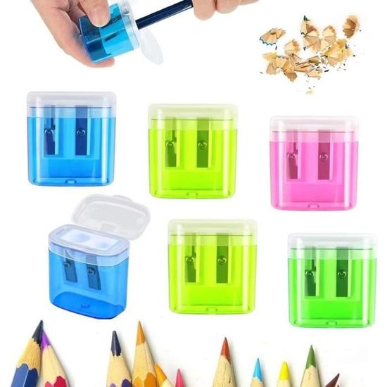 Kit 4 Taille-Crayons Manuels + Gommes - Housse Transport - Pour École, Bureau, Étudiants - OS0603