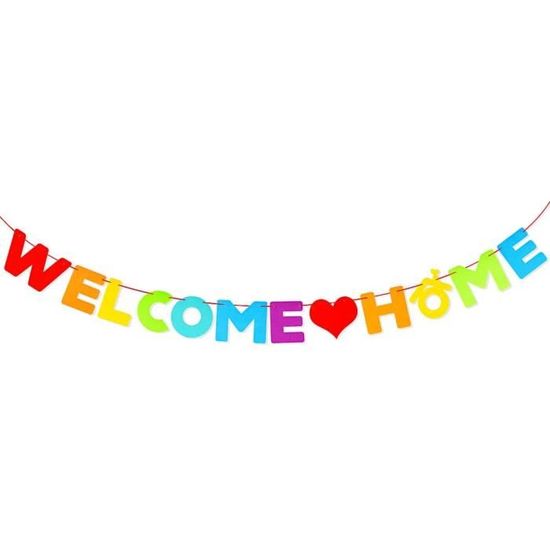 Bannière Welcome Home 3m - Papier Vintage Avec Ruban - Décoration Fête, Mariage, Anniversaire