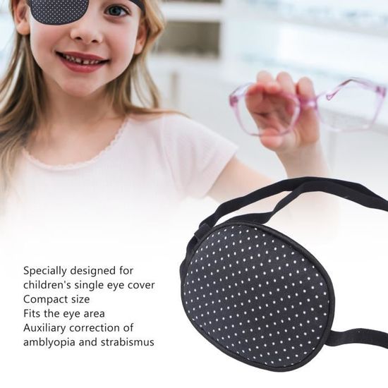 4 Cache-Yeux Médicaux Réglables - Pour Amblyopie Ou Déguisement - Taille Adulte/Enfant 38-60cm - Noir