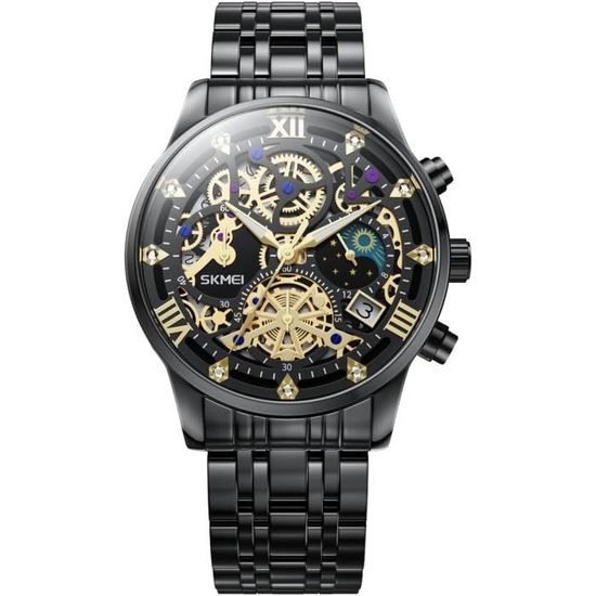 Montre Analogique Quartz MTGB2000 Homme/femme - Boîtier Acier Inoxydable 4.2 Cm - Bracelet Cuir 26 Cm - Style Décontracté
