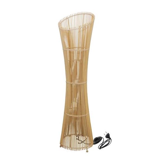 Lampadaire sur pieds en bambou lampe de sol luminaire coloris naturel - Diamétre 25 x Hauteur 100 cm (1.8 m cable)
