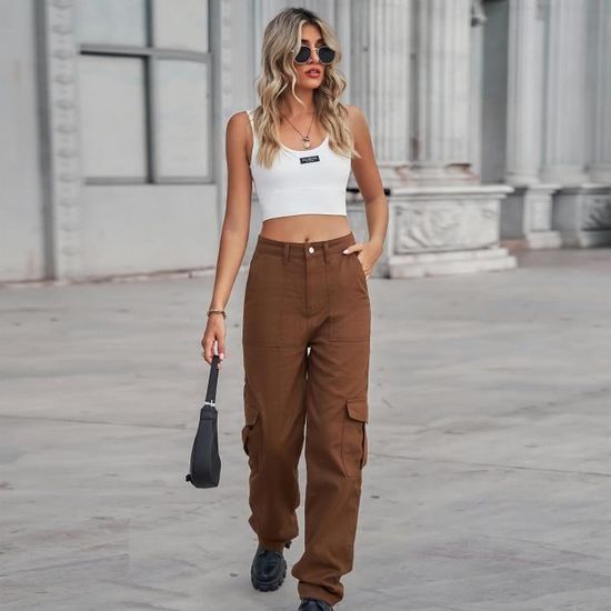 Jupe-culotte Cargo Femme Taille Haute - Coupe Ample Avec Poches - Style Décontracté Et Pratique