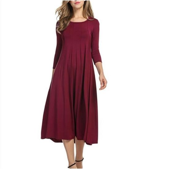 4 Robe Femme Robe Longue Manches 3/4 Robes Maxi Décontractées avec Robes Femme ...