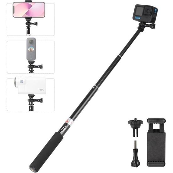 Perche à Selfie Télescopique Pour GoPro Et Téléphone - Longueur 18 à 48,5 Cm, Flottante, Compatible Hero 12/11/10 Et Plus - 8