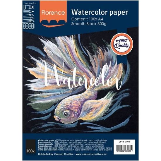 Bloc papier aquarelle Etival Noir grain fin et