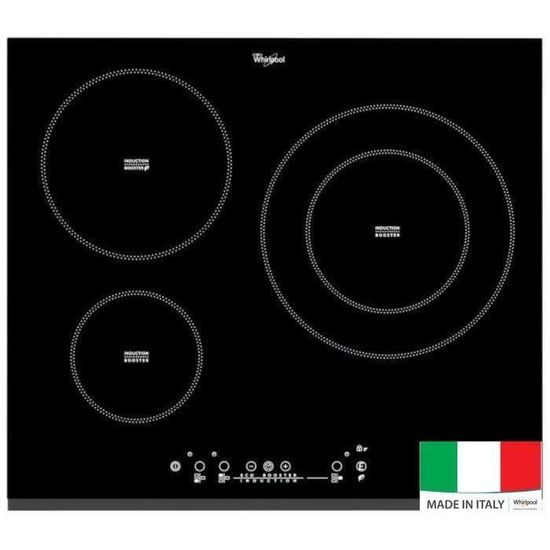 SHOT CASE - WHIRLPOOL ACM860BF-Table de cuisson induction-3 zones-7000 W-L58 x P51 cm-Revetement verre-Noir