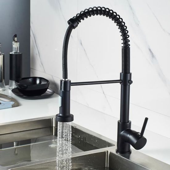 Robinet De Cuisine Moderne Avec Douche à Main Amovible 360° - Acier Inox Chrome - Neuf Forious