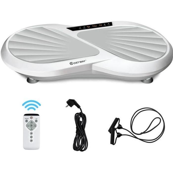COSTWAY Plateforme Vibrante Oscillante 300W avec 6 Programmes,Télécommande,2 Bandes Résistance,Ecran LCD pour Maigrir Cardio Fitness