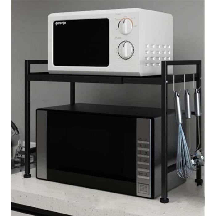 Support de Micro-Ondes Extensible Etagère Micro-Ondes en Métal Support télescopique multifonction Noir