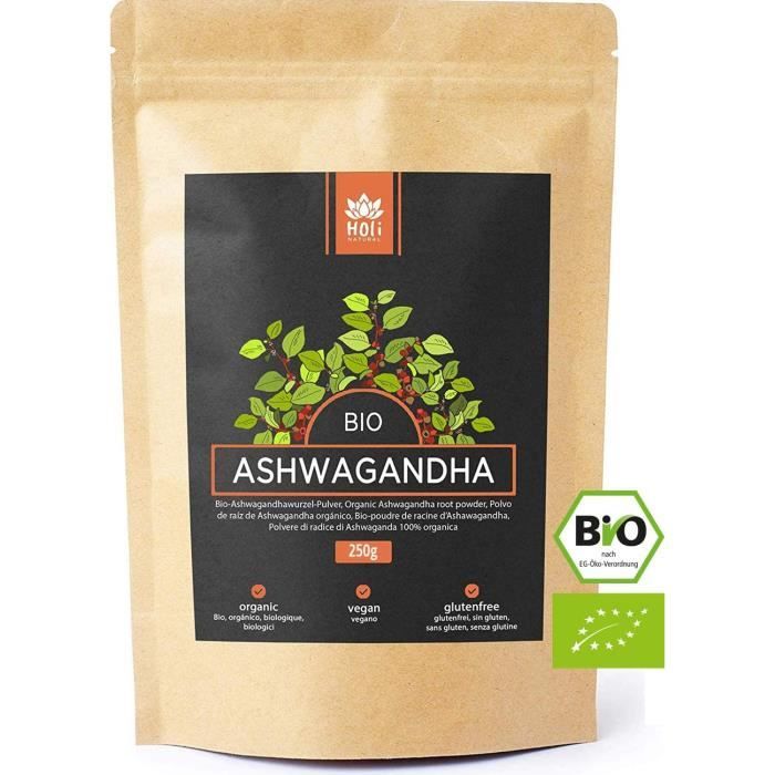 Holi Natural® Ashwagandha BIO poudre de racine pure (Qualité supérieure) - 500g - authentique Ginseng Indien, Withania Somnifera, is