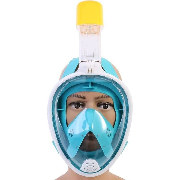 Lunettes de piscine Masque de plongée en apnée avec masque à 180 ° pour enfants avec bouchons d'oreille en prime (vert S - M pour