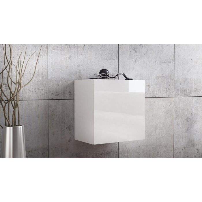 Meuble suspendu blanc mat et façade laquée