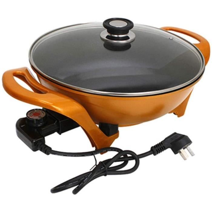 FUDIV À usages multiples Pot électrique Wok Lingot Pot d'or Pot antiadhésif Marmite électrique Cuisinière électrique Hot Pot Noodle