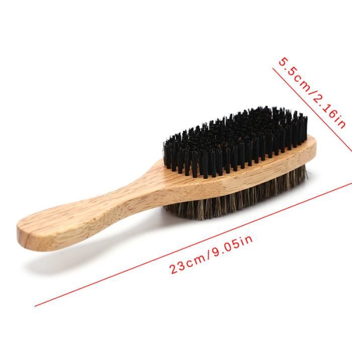 2019 nouveau 1PC Double face visage brosse à cheveux mâle barbe brosse en bois poignée rasage peigne moustache brosse ra*SN7664