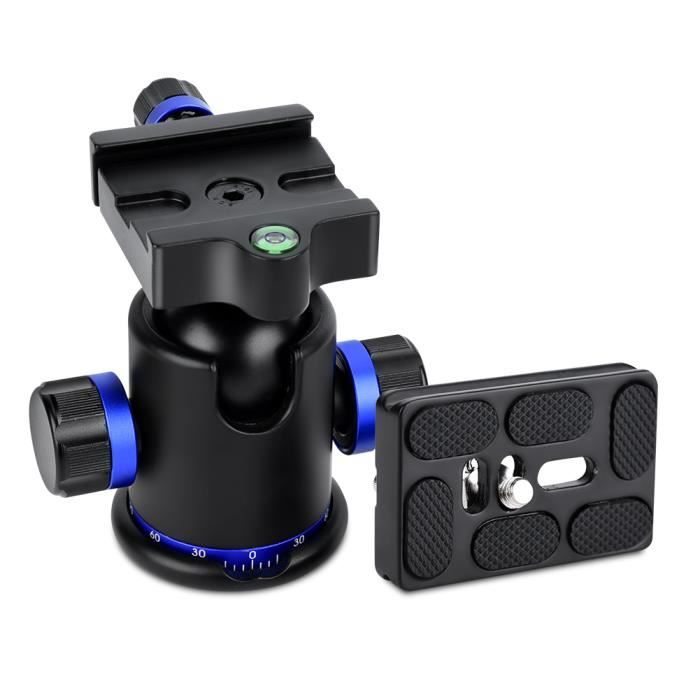 HURRISE rotule trépied Mefury Trépied Rotatif Rotatif Panoramique avec 3pcs 1/4 'à 3/8' Vis Adaptateur Bleu