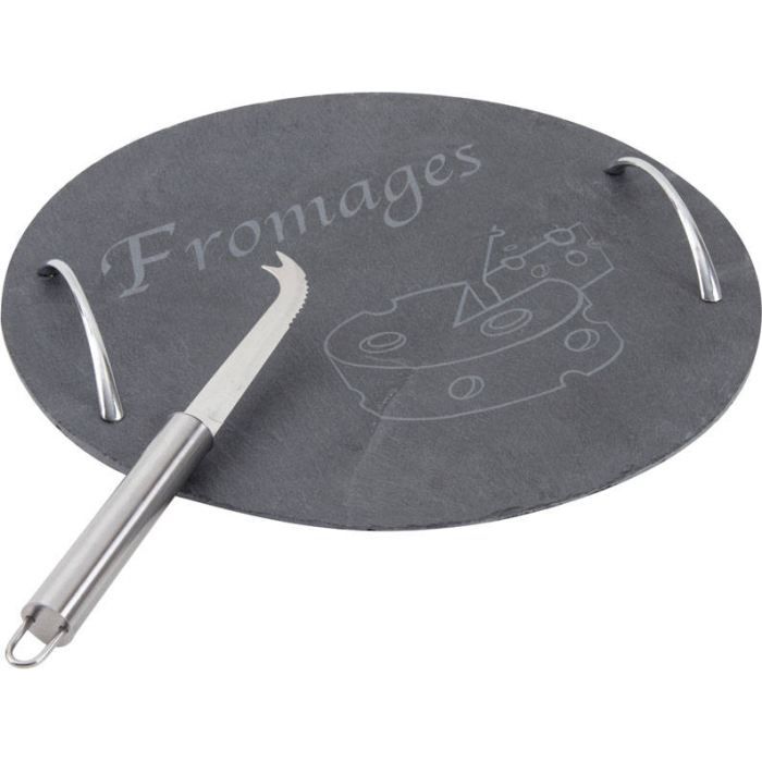 Plateau à fromages en ardoise et anses en métal…