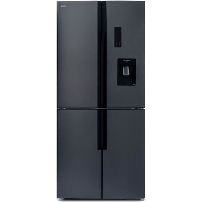 CHiQ Réfrigérateur américain FCD418NE4D autoportant, 418 litres, inox foncé, 43 db, 12 ans de garantie sur le compresseur.