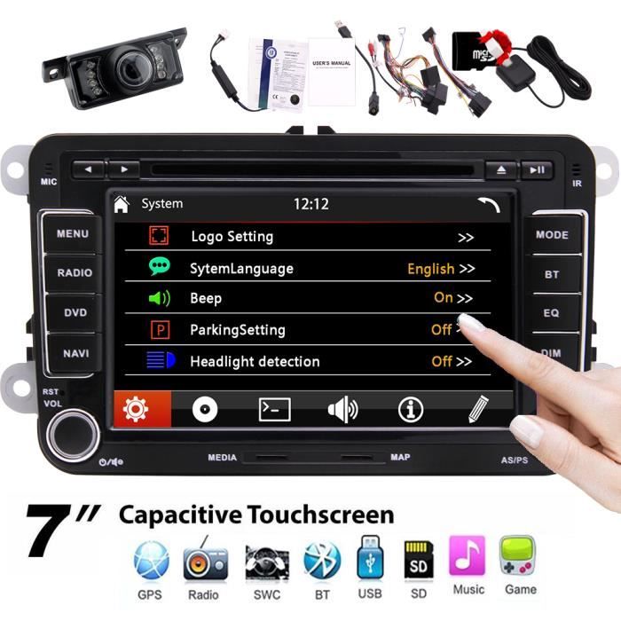 GPS Double Din Car Stereo Navigation 7 pouces 2 Din pour VW Jetta Autoradio Golf Tiguan Polo Passat en voiture Dash DVD lecteur CD U