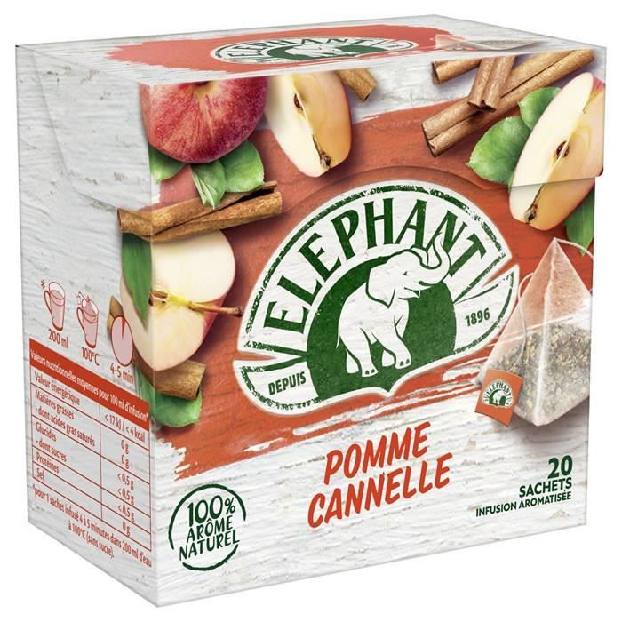 LOT DE 12 - ELEPHANT Infusion pomme cannelle - 20 sachets