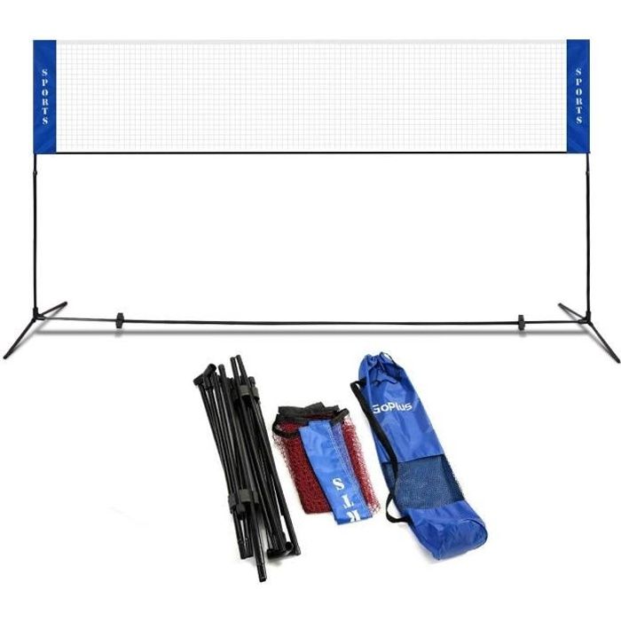 GOPLUS Filet de Badminton Filet de Volley Filet de Volley-Ball Pliable Transportable,Hauteur Réglable