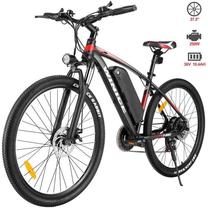 Vélo électriques Vélo de Montagne 27.5 pouces, VTT Hommes avec 250W/36V Batterie Lithium Rechargeable, 21 Vitesses, 40-50Km