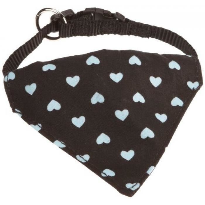 NOBBY COLLIER CLASSIQUE EN NYLON AVEC BANDANA MOTIF COEURS POUR CHIEN TURQUOISE 10 MM X 20/30 CM